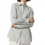 Uniqlo Linen Blend Oversized Shirt Button Up Green NWT XL Photo 1