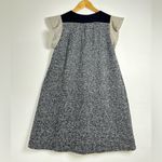 THML  Embroidered Shift Gold Flutter Sleeve With Black Velvet Collar Knit Dress Photo 3