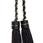 Double Brown Suede Leather & Gold Chain TASSELS for Handbag Purse Luggage FOB Photo 3