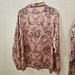 Gilligan & O''malley Luxe Light Pink Black Rose Satin Pajama Set Size L Size L Photo 6