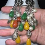 MCM Vintage  Silver Tone and Beaded Cascade Clip Earrings Photo 2