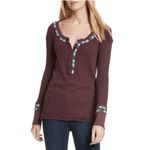 Free People Rainbow Thermal Wine Maroon Long Sleeve Boho Small Photo 10