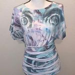 Maurice's floral short sleeve bunched blouse colorful layered Photo 0