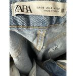 ZARA Womens Distressed Ripped Mom Jeans Blue Size 6 EUR38 High Rise Frayed Hem Photo 5