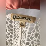 Democracy  Crochet Lace embroidery Boho Blouse top front tie sz L oversized Photo 6