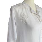 Johnny Was  White Embroidered Long Sleeve Sheer‎ Blouse Sz M Photo 5
