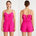American Eagle 💖  Hot Pink Ruffle Romper Medium Adjustable Straps Small Flaw Photo 1