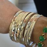 Set Of Seven Gold Filled Bangle Bracelet Tricolor Accent Photo 4