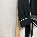 Forever 21 Medium Black/White V-Neck Sleek Top Tie Cuffs Long Sleeve Work Sexy Photo 9