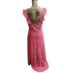 Pink Womens High Low Dress Elegant Lace‎ Overlay Romantic Feminine Size L Photo 2