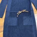 The Limited  Sweater Dress Womens Medium Navy Wool Knit‎ Ribbed Pockets Tie Waist Photo 1