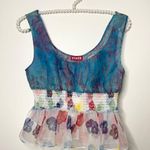 STAUD Blue and White Bustier Peplum Tank Top Size 4 Photo 0