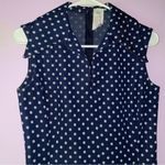 VTG A Line Dress S Blue w White Polka Dot Photo 1