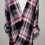 Soho  Jeans NY&CO pink and black plaid blouse size medium Photo 0