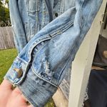 Gap Women's Light Blue Distressed Denim Jacket L Photo 6