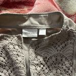 Chico's 1 beige khakis knitted embroidered open vest Photo 2