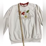 🍂 Cozy Fall Multicolor Leaf Embroidered Sweatshirt with Bead Embellishments 🍁 L White Size L Photo 6