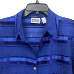 Chico's Design Womens Royal Blue stripe Side Slit Button Down Shirt Size 1 Photo 2