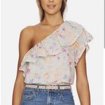 Something Navy NWOT  Women’s One Shoulder Ruffle Top Floral Lined Size S Photo 0