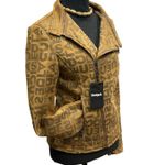 Desigual NWT Chaq_Lou Brown Logo Print Faux Suede Moto Jacket Size 40 (M) Photo 9