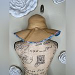 NTM: David & Young Floppy Straw Hat with Blue Floral Print Sz OS Tan Photo 8