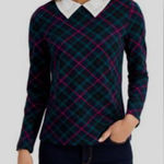 Charter Club  Petite plaid preppy classic polished Embellished-Collar Top NWT M Photo 0