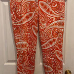 J.Crew City Fit Stretch Womens Size 14 Orange Paisley Print Crop Pants Photo 0