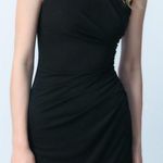 ZARA Womens Ruching Draped Classic Black Mini Dress Size Small Formal Wedding Photo 0