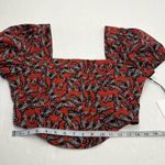 O.L.M. Butterfly Corset Puff Sleeve Cropped Top Red Black Womens Large Fairy NEW Photo 7