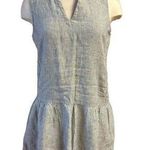 Artisan NY 100% linen drop waist mini length dress grey nautical stripes Photo 0