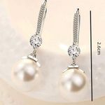 Pretty silver earrings with faux Pearl and rhinestones!New real Sterling silver White Photo 2