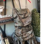 Anthropologie La Maise Studio Elandra Metallic Gold Draped Midi Dress Golden Womens Size Small Photo 5