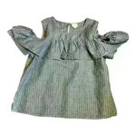 J.Crew  Linen Blend Ruffle Striped Cold Shoulder Top Sz 14 women Photo 2