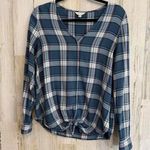 Max Studio * Women's Plaid Long Sleeve Knotted Top Size Medium Casual Stylish Photo 0
