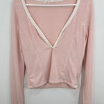 Lush Clothing Lush Baby Pink Long Sleeve V Neck Top Womens Size XL Casual Cute Adorable Photo 0