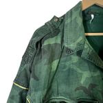 Free People  Slouchy Military Jacket Womens L Green Camo 100% Cotton Utility Photo 3