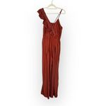 Three Floor Margaux Jumpsuit Womens 12 Burnt Orange Linen Striped Ruffle NO BELT Photo 2