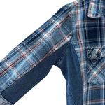 Ci Sono Plaid Collection Blue Button Down shirt ribbed cage denim SZ L #2271 Photo 6