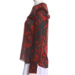 Isabel Marant  Women’s 38 M Black Red Stretch Silk Leather Trim Long Sleeve Top Photo 1