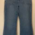 American Eagle - Super Hi-Rise Flare Jeans Large Front Thigh Pockets Size 8 SHORT Photo 0