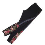 Johnny Was NWT Libbie Legging in Black Embroidered Stretch Cotton Pants XL Photo 4