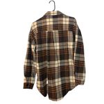 Boutique Brown Plaid Print Boyfriend  Long Sleeves Shirt Coat Lg Photo 3