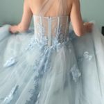 NWT Light Blue High Slit A Line Ball Gown, Prom Dress, Or Non Traditional Wedding Dress Size 6 Photo 2