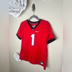 Nike NTM: Georgia Bulldogs #1 Dri-Fit Red & White Football Jersey Women’s Large Photo 4