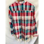Umgee Plaid Crochet Bottom Button Up Shirt Size Medium Photo 6