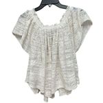 Free People Medium Thrills & Frills Off The Shoulder Angel Wing Top Ivory #GH2-1 Photo 4