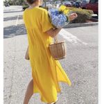 Lake Gauze Caftan Muslin Lounge Dress Yellow Large Boho Lagenlook Coastal Travel Photo 2