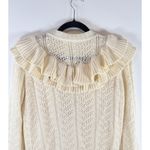 Tularosa Womens Sweater Ivory Manny Wool Blend Ruffle Flared Ribbed Pullover XS Photo 9