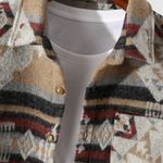 Free Planet  Aztec Boho Western Flannel Jacket Brown Sherpa Shacket cabincore Photo 2