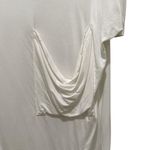 POL Draped Pocket Distressed Short Sleeve T Shirt White Womens Size Small Photo 2